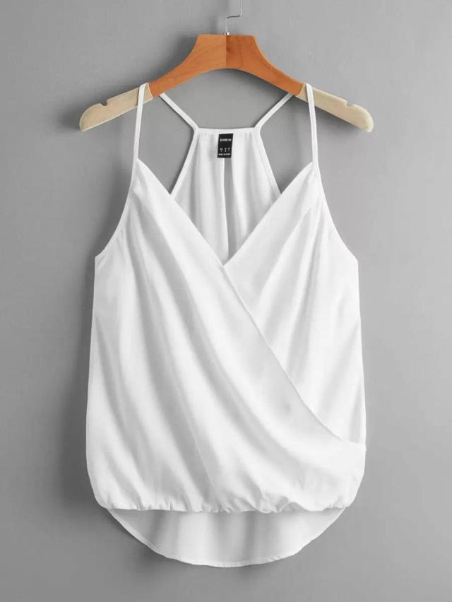 white wrap front cami top