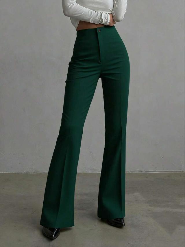women's solid color casual elegant high waist straight leg pants