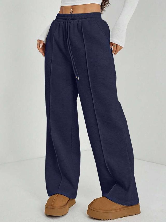 navy blue straight leg lounge sweatpants with pebble detail
