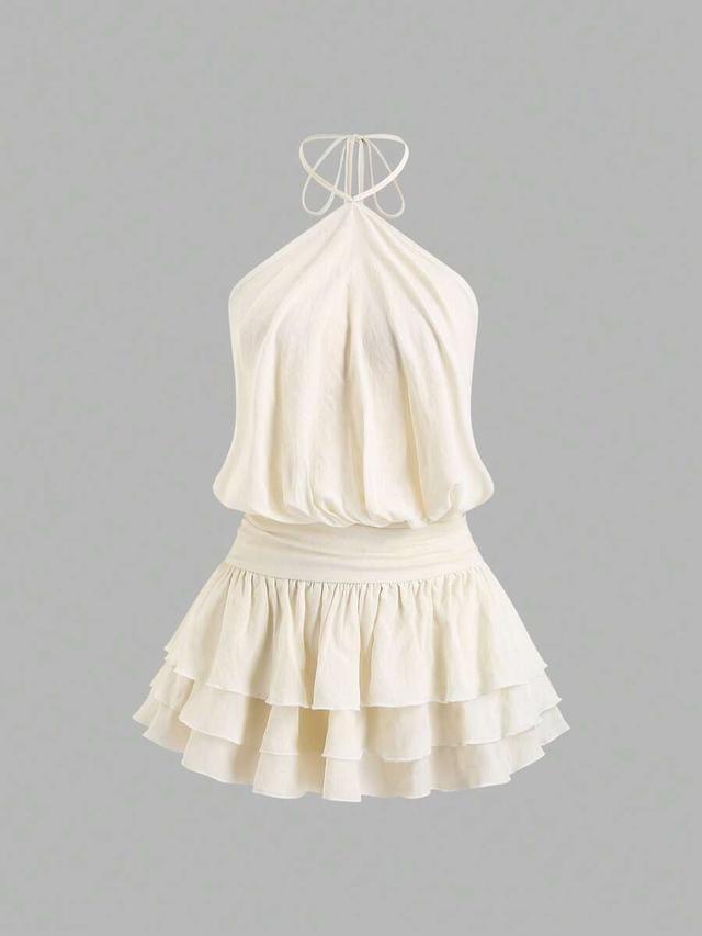 pink halter neck backless mini dress