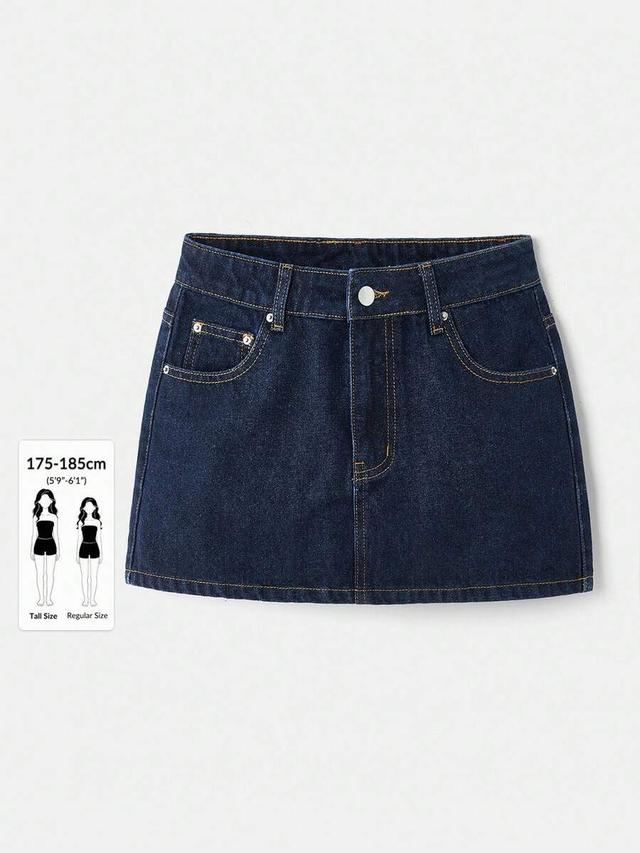 dark wash denim mini skirt