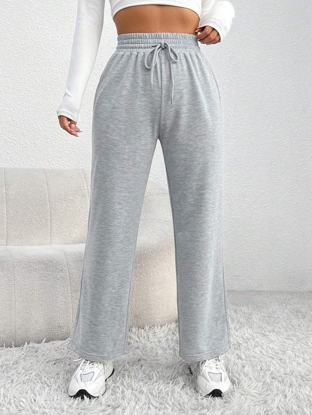 grey drawstring waist slant pocket sweatpants