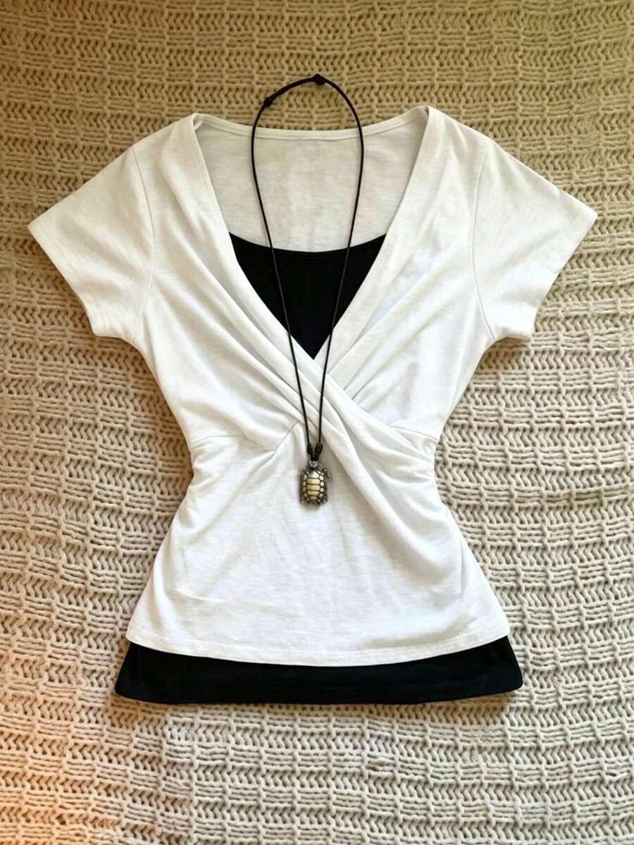 islasuriya women's casual colorblock short sleeve t-shirt