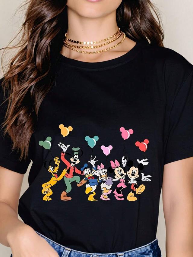 disney characters graphic black cotton t-shirt