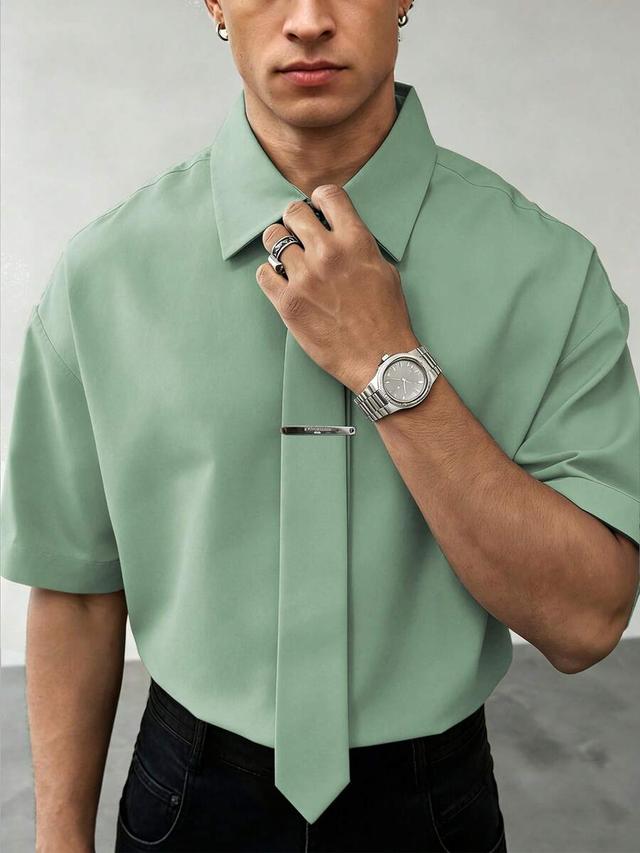solid color short sleeve casual shirt