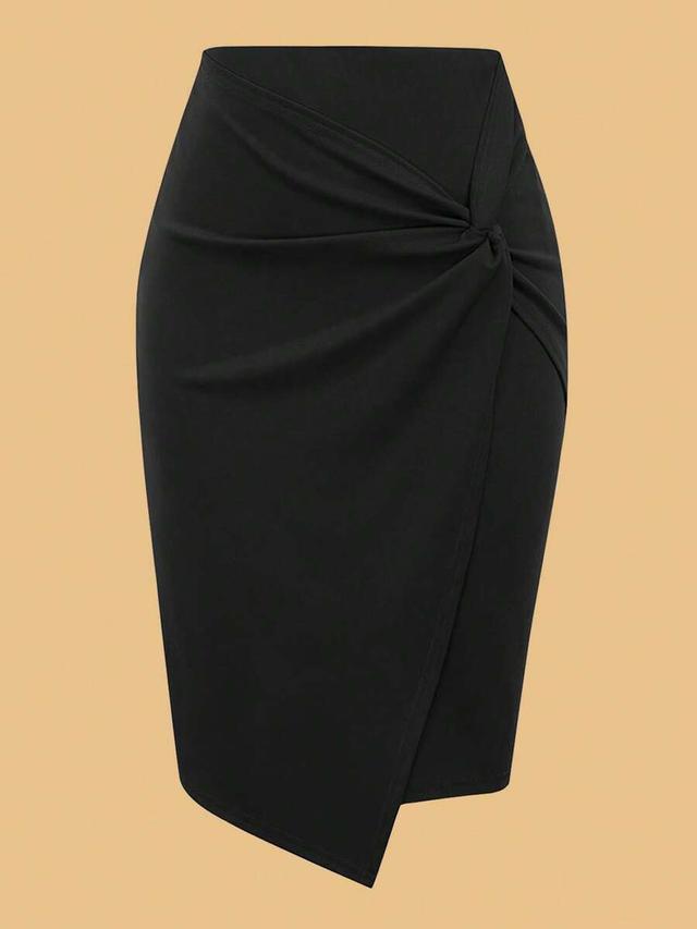 black knot detail pencil skirt
