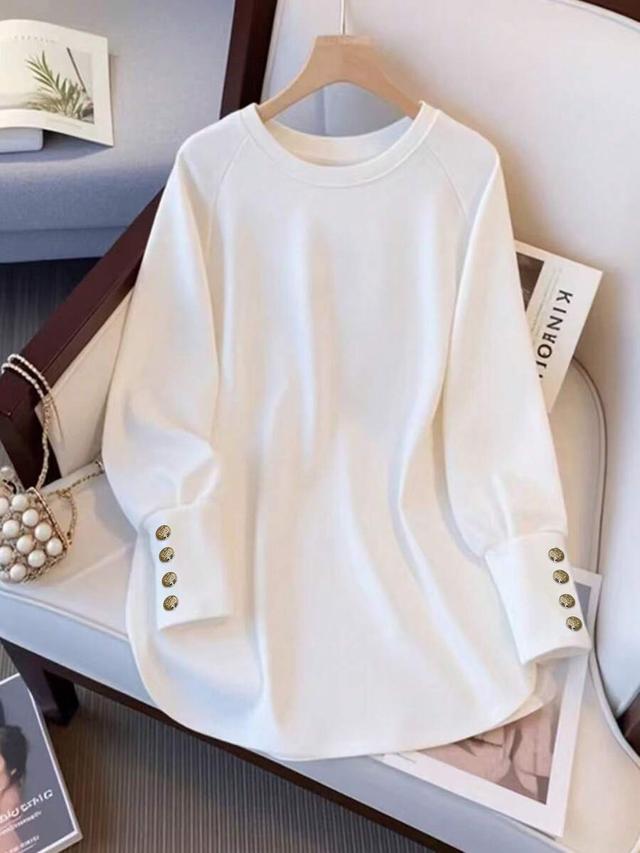 resyla solid color round neck raglan sleeve button top