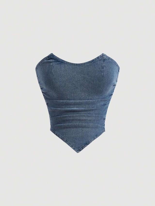hanky hem denim tube top