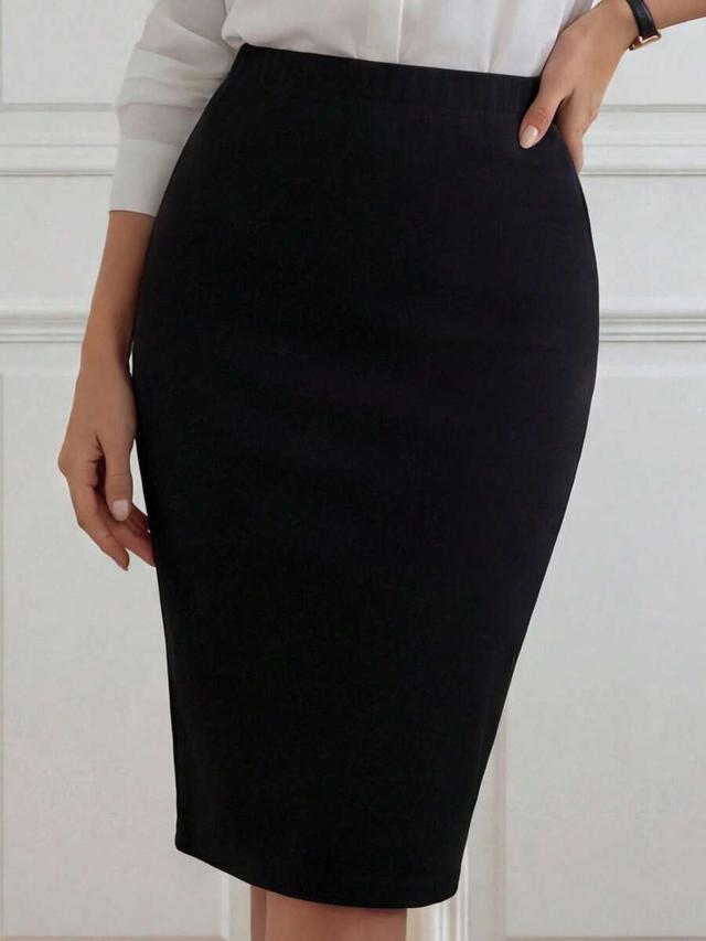 medorina high waist solid black pencil skirt