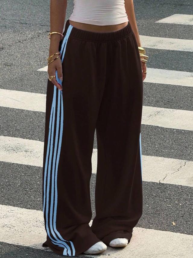 muchica multi-color knitted wide-leg casual sweatpants for women