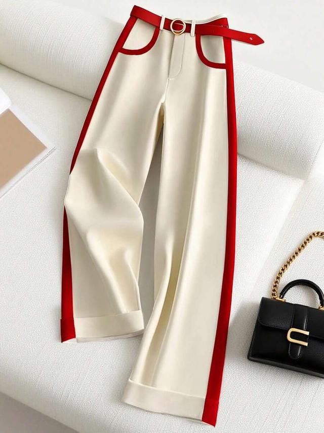 women's loose wide leg color block trousers