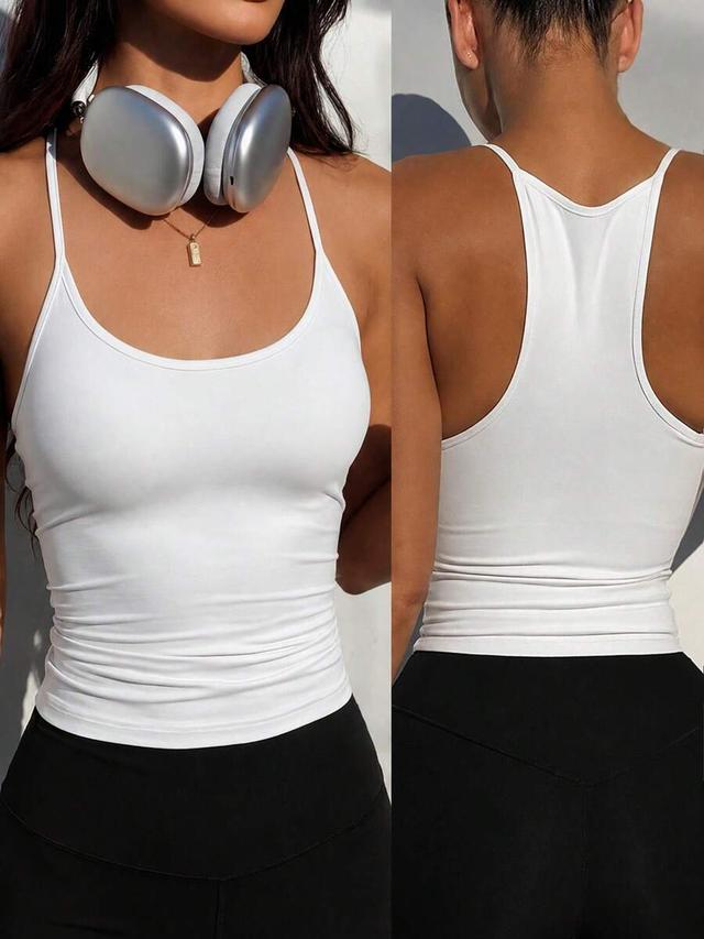white solid color fitted racerback camisole