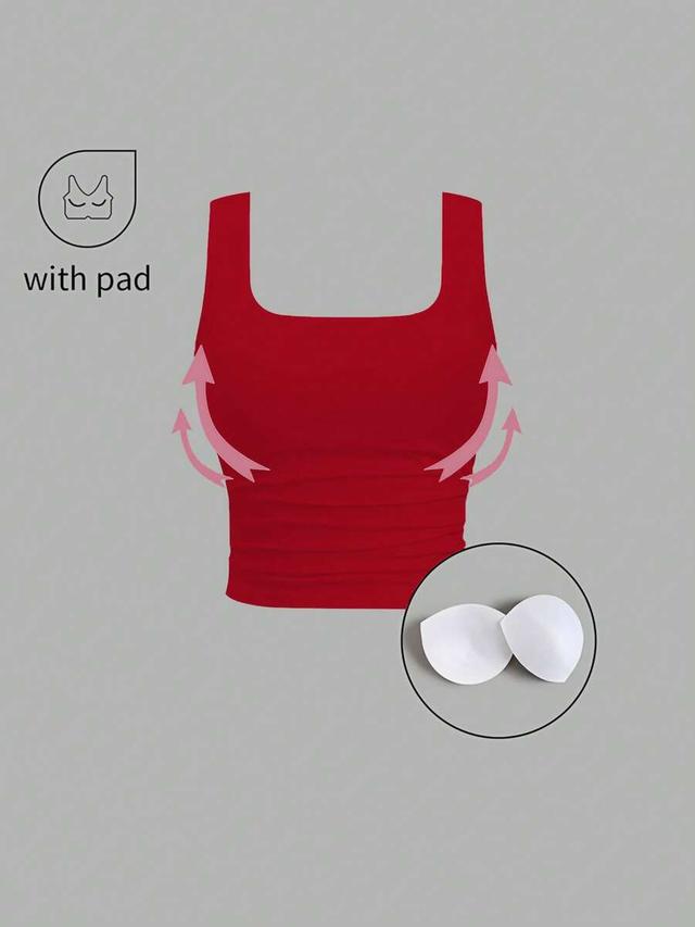 sweetra square neck sleeveless slim fit casual tank top