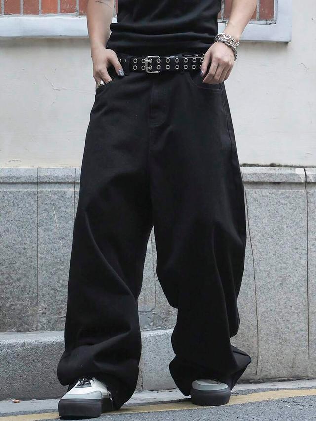 loose fit black baggy denim jeans