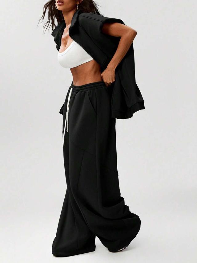 oversized black barrel leg cotton sweatpants