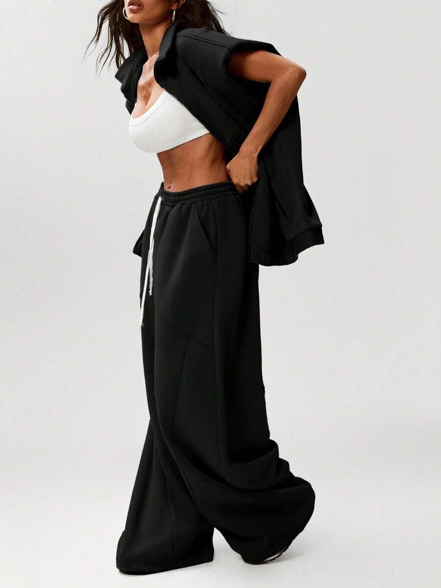 oversized black barrel leg cotton sweatpants