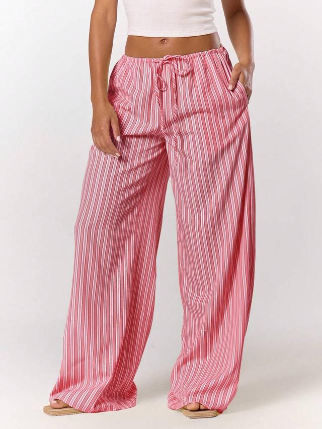 musera stripe drawstring wide leg linen trousers