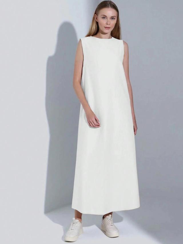 casual minimalist white sleeveless dress