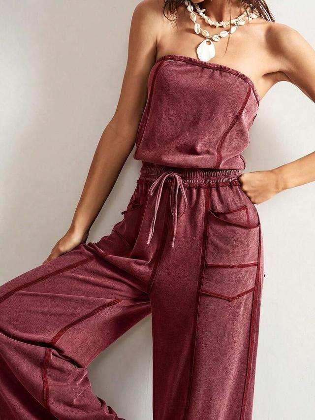 bohemela women's knit tie-waist casual jumpsuit
