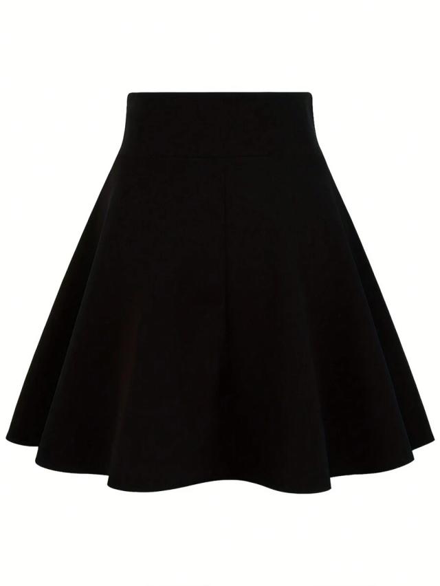 black a-line mini skirt with flared hem