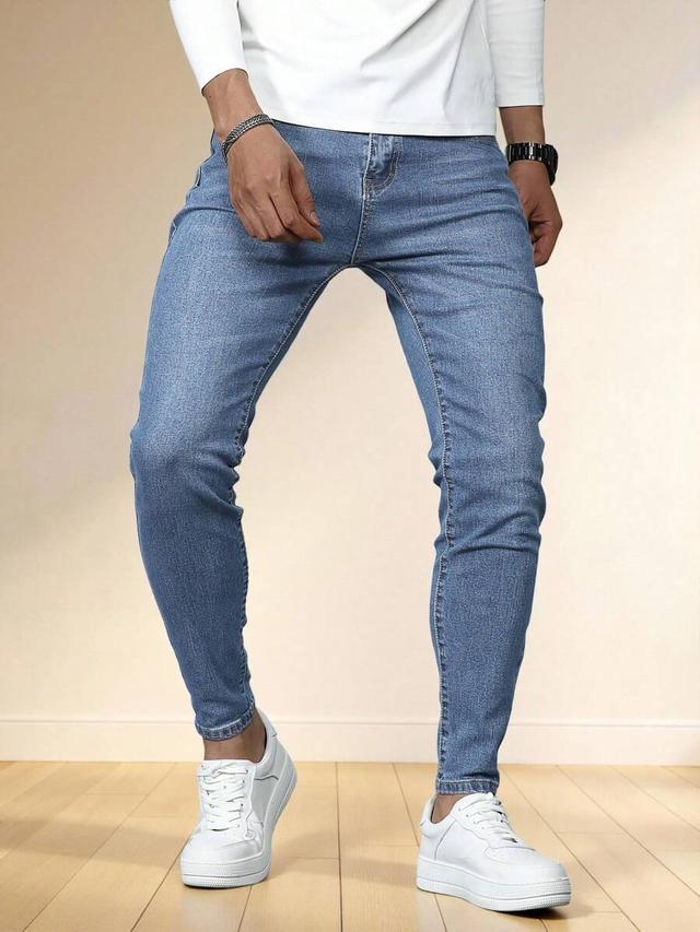 quarkem men's solid color distressed denim jeans