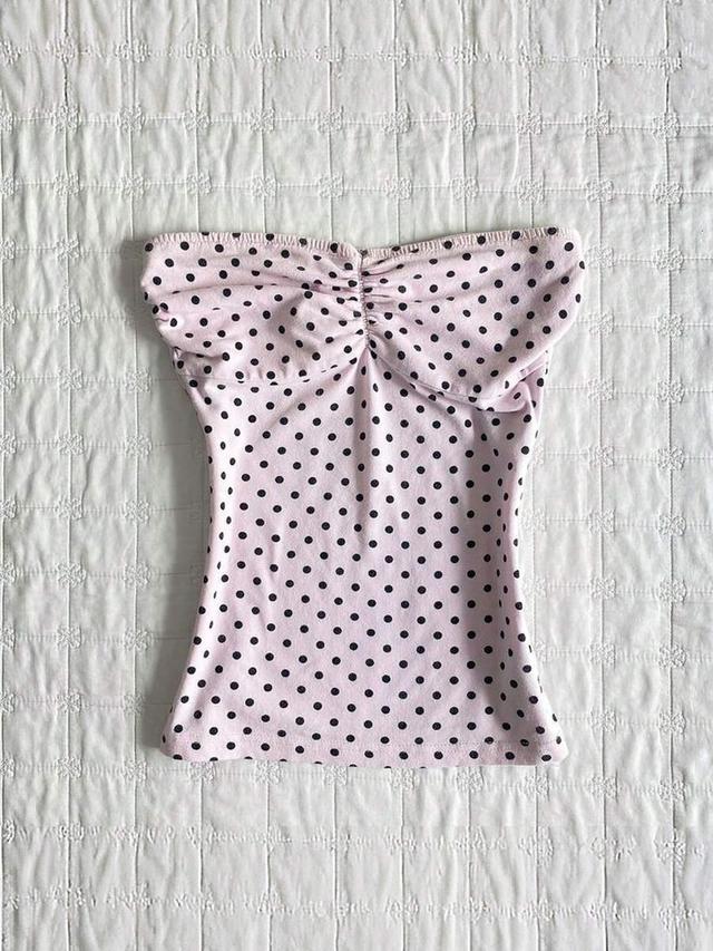 pink islasuriya women's polka dot print ruched bandeau top