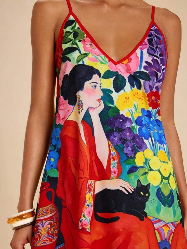 travachic spring summer vacation chiffon printed spaghetti strap mini dress