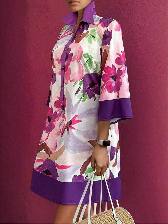 plus size floral print button front midi dress