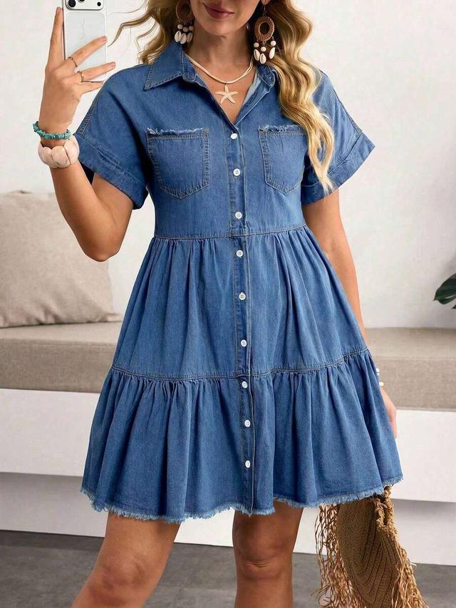 breezaya women's denim extra long high slit dress