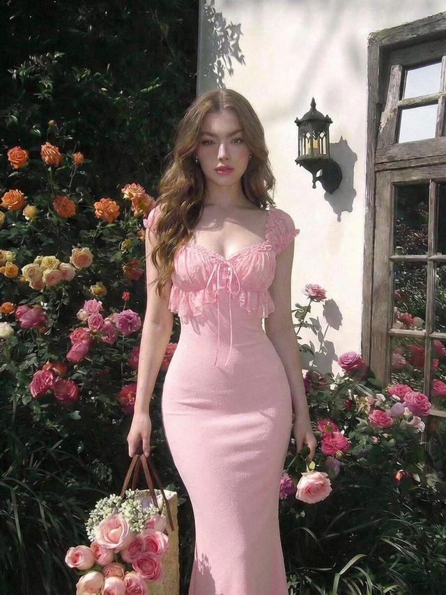 light pink ruffle off shoulder mermaid dress