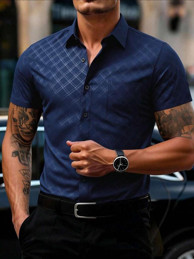 manfinity mode men's diamond pattern short sleeve shirt