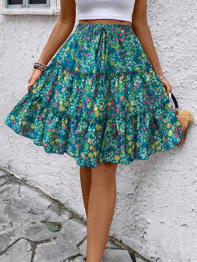 mini ditsy floral ruffled hem skirt