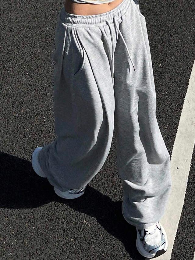 grey heather loose straight leg casual sweatpants