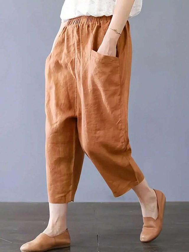 women's solid color minimalist casual 7/8 pants