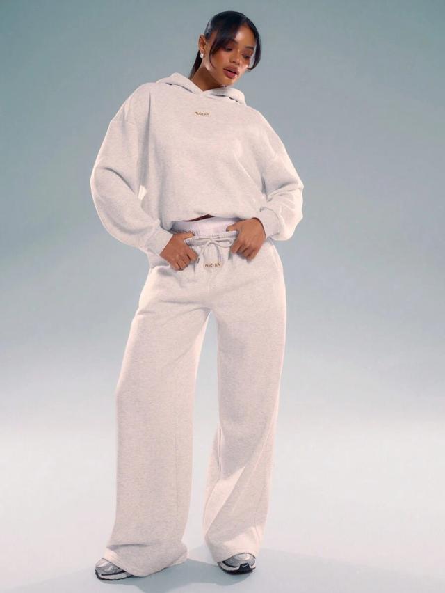 light grey drawstring straight leg sweatpants