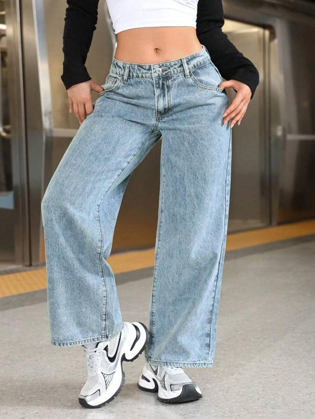 light wash wide leg denim jeans