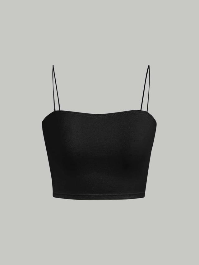 solid black cropped fitted camisole