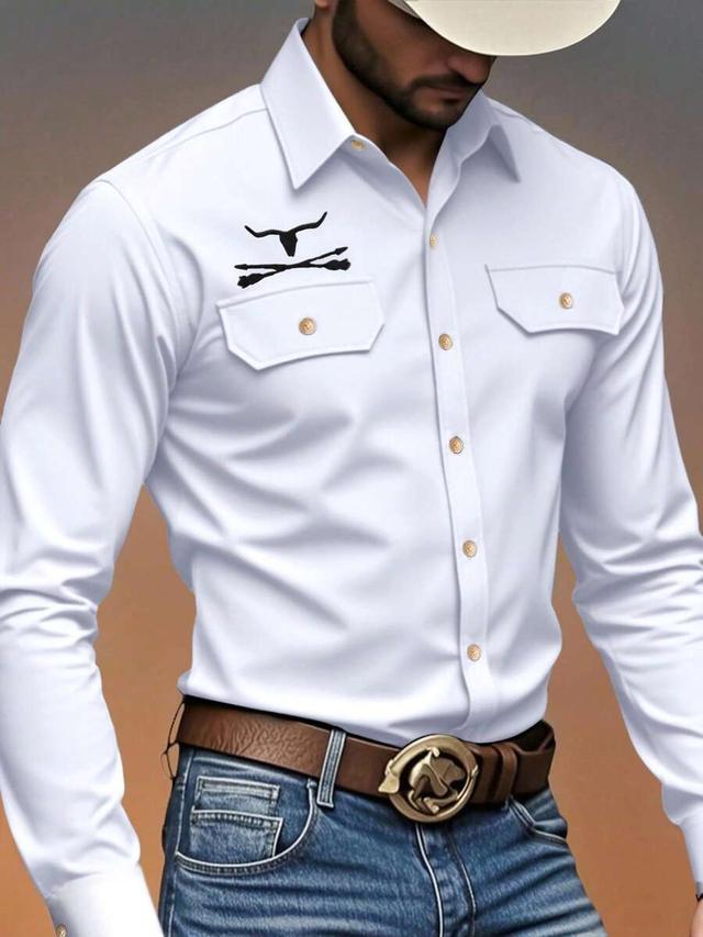 manfinity nomadique western-style floral heat-transfer long-sleeve shirt