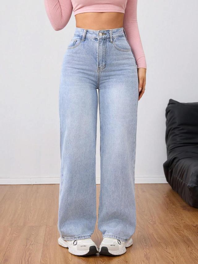 light wash high waisted wide leg denim jeans