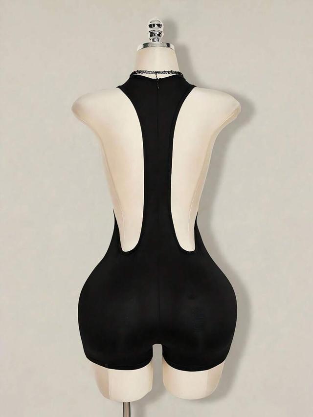 black racerback sleeveless bodysuit