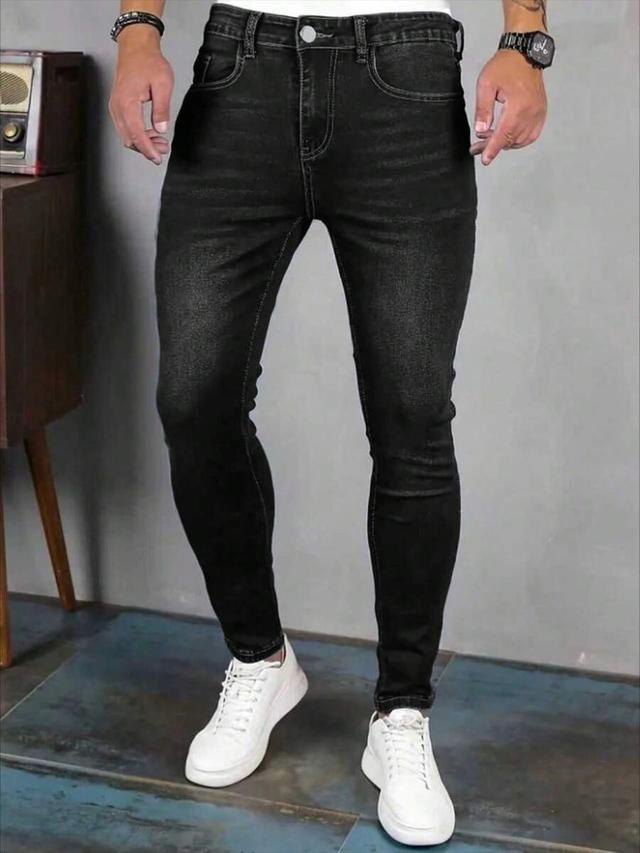 men's slim fit stretchy black denim jeans