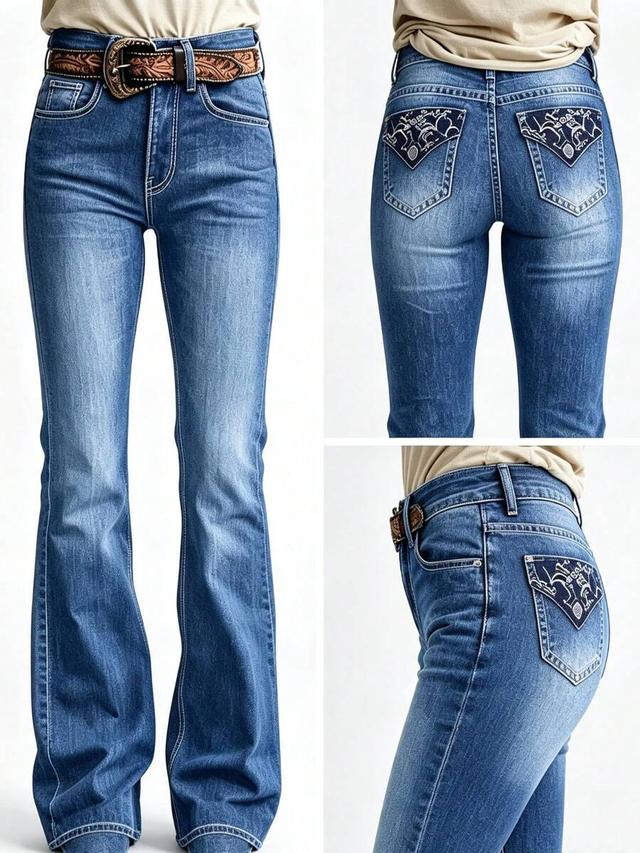 gradient wash high waist flare jeans