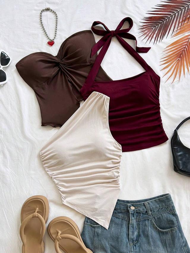 beige sleeveless bohemian backless tie strap top