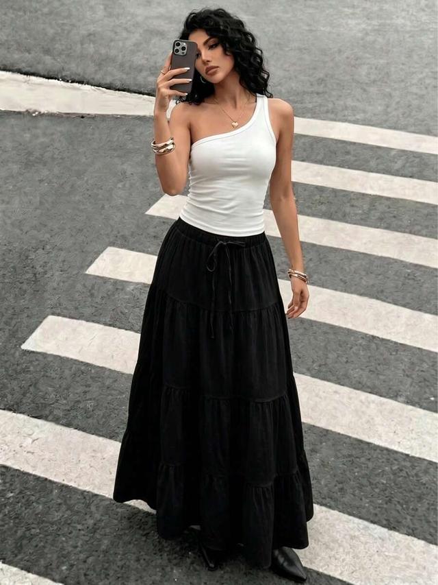women's casual holiday multi-layer cake skirt black summer