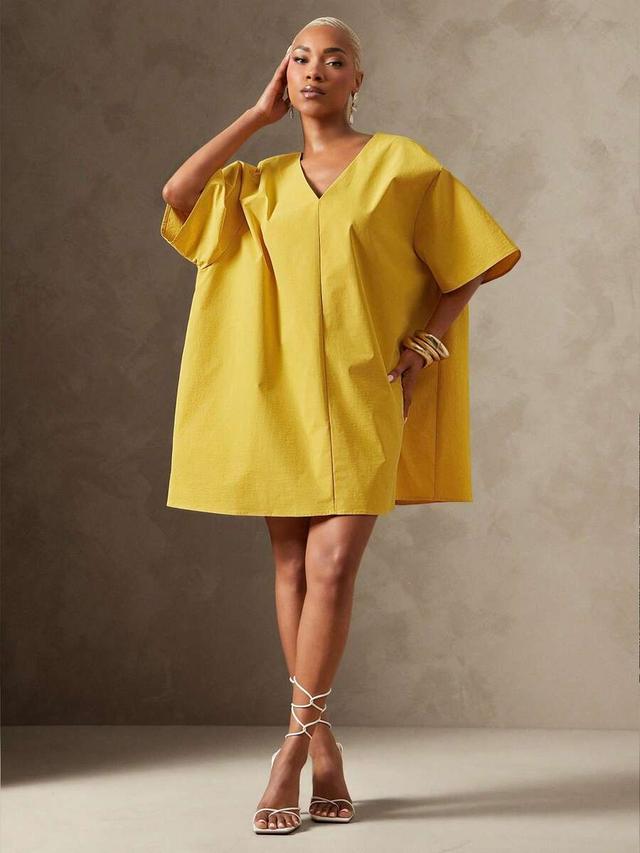 vixey solid woven drop shoulder boxy short dress