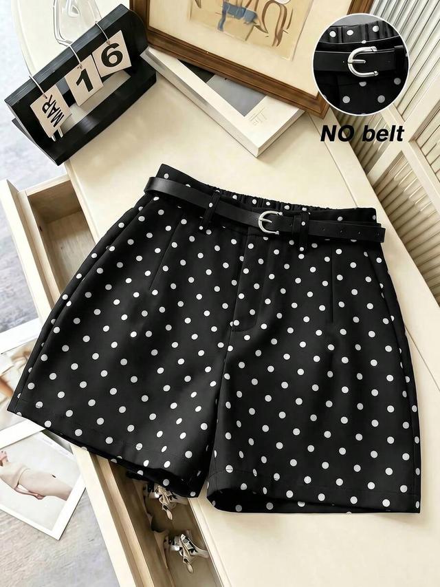 black and white polka dot tailored shorts