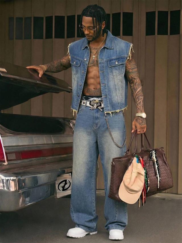 washed blue denim relaxed fit jeans