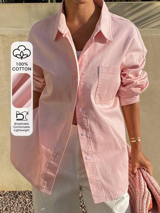 light pink cotton button-up shirt