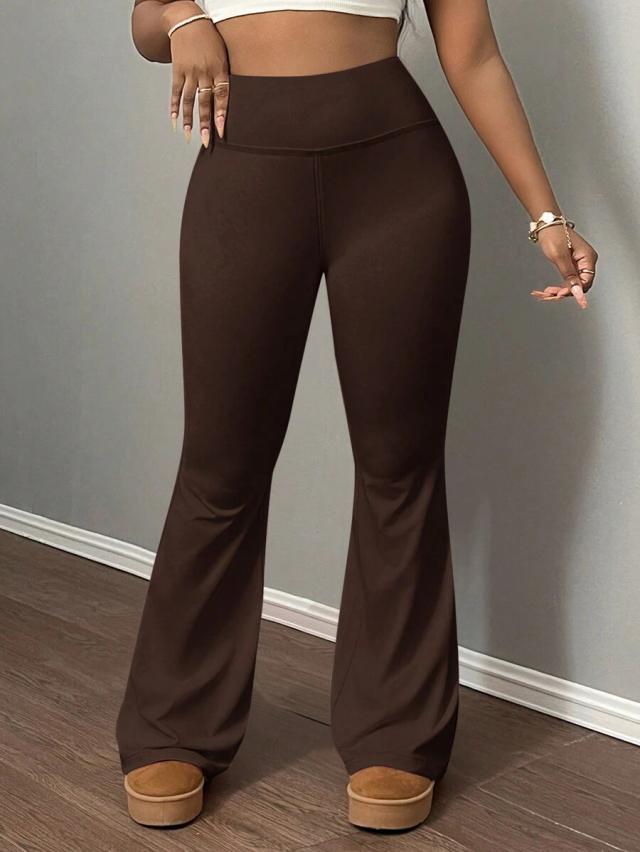 brown high waist flared yoga leggings