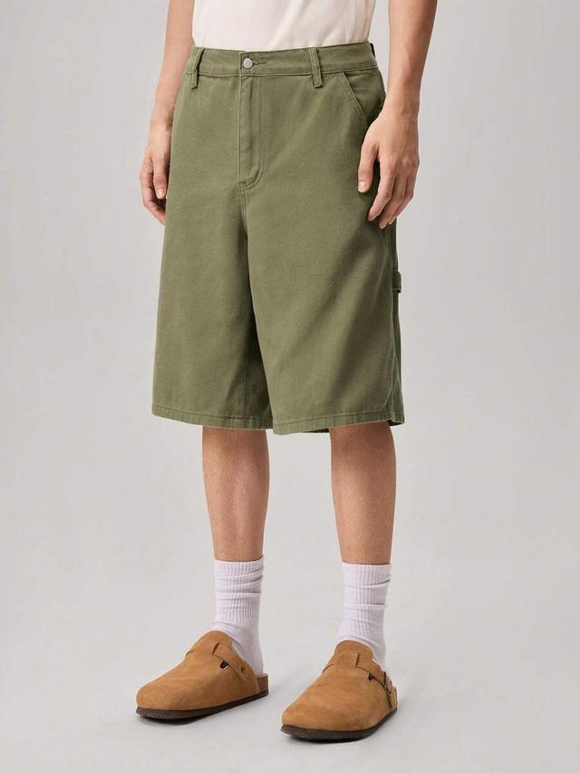 olive green denim casual street style cargo shorts